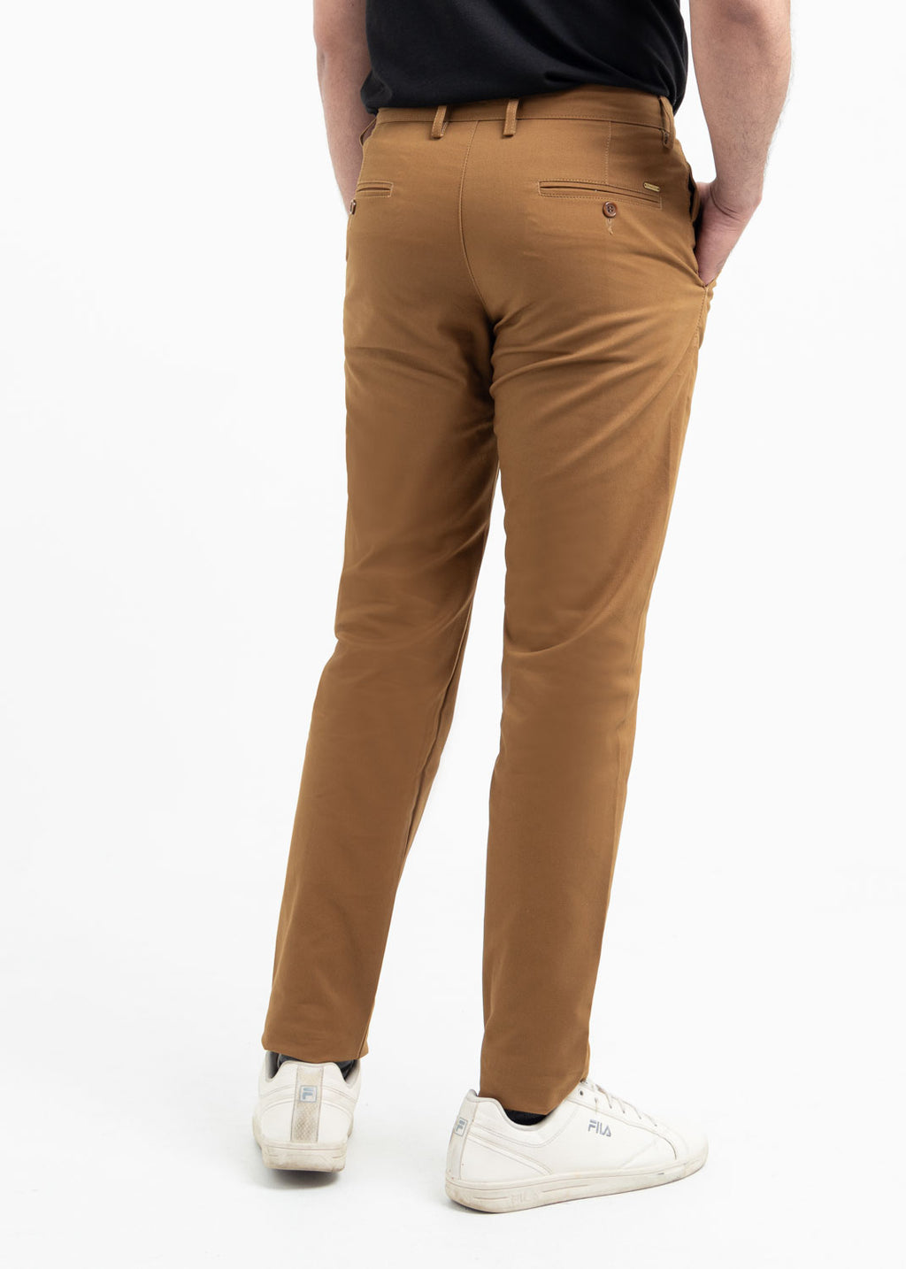 Camel Tapered Fit Cotton Pants
