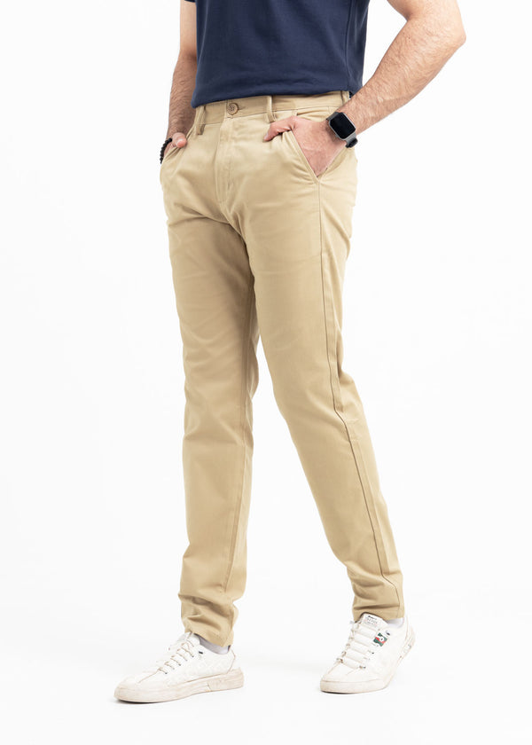 Khaki Tapered Fit Cotton Pants