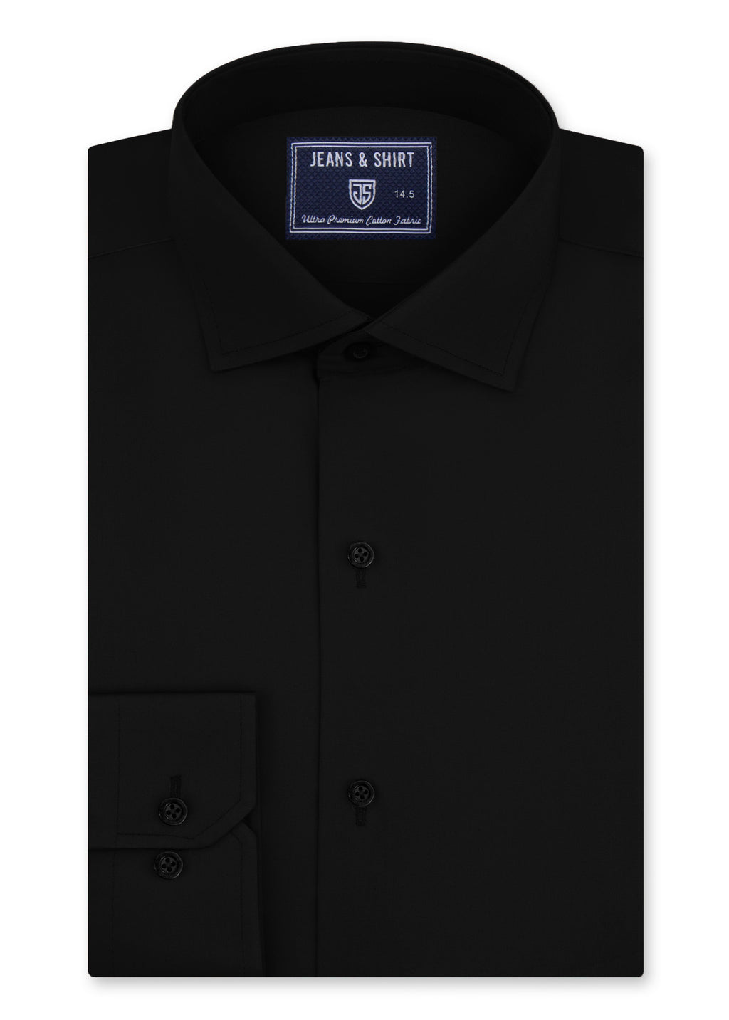Signature Black Cotton Satin Formal Shirt
