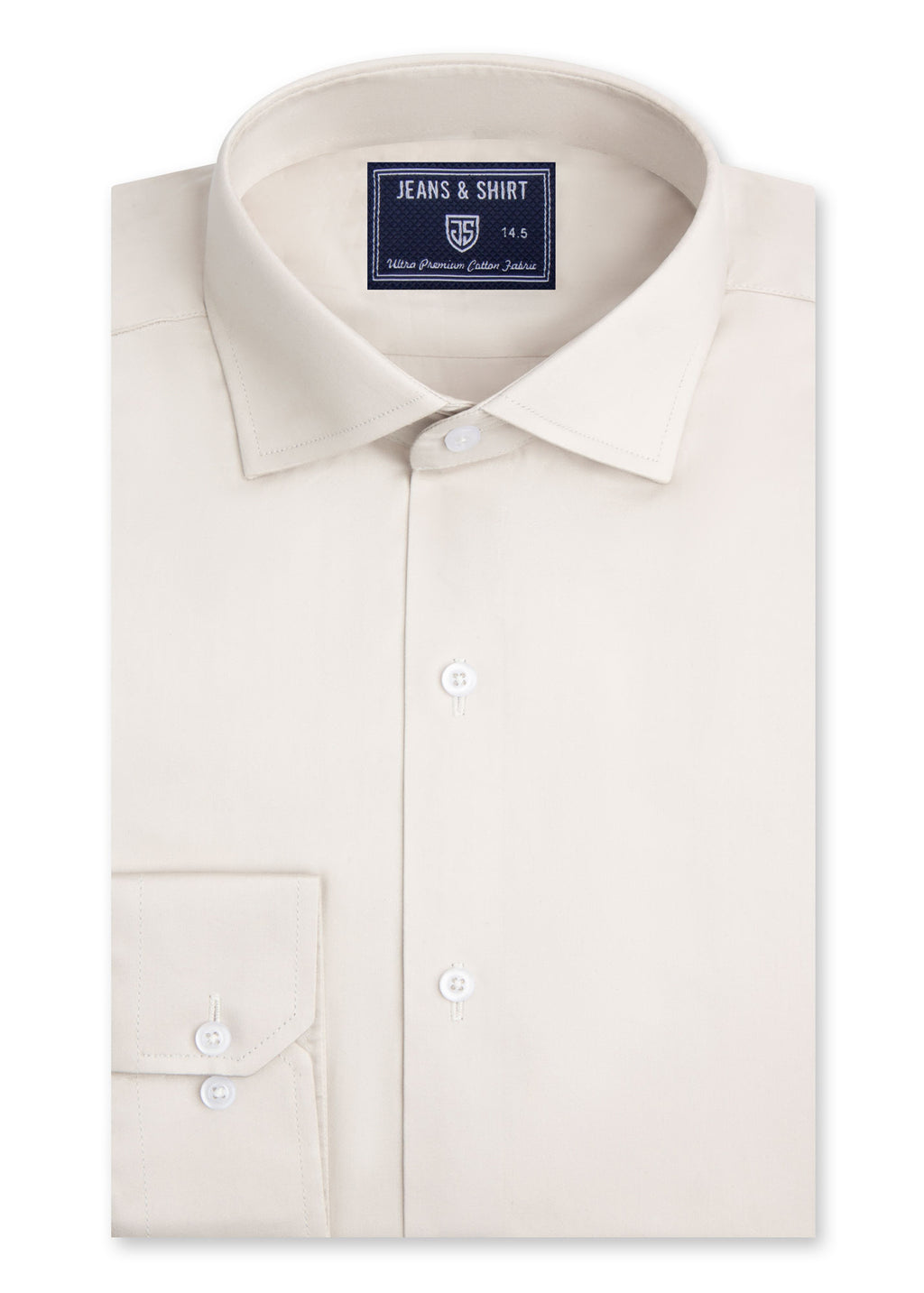 Ivory Beige Cotton Satin Formal Shirt