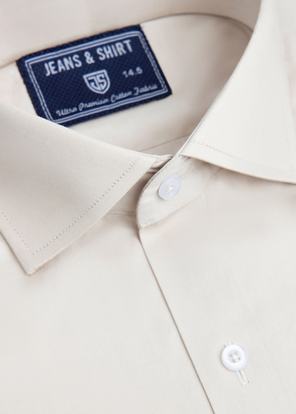 Ivory Beige Cotton Satin Formal Shirt