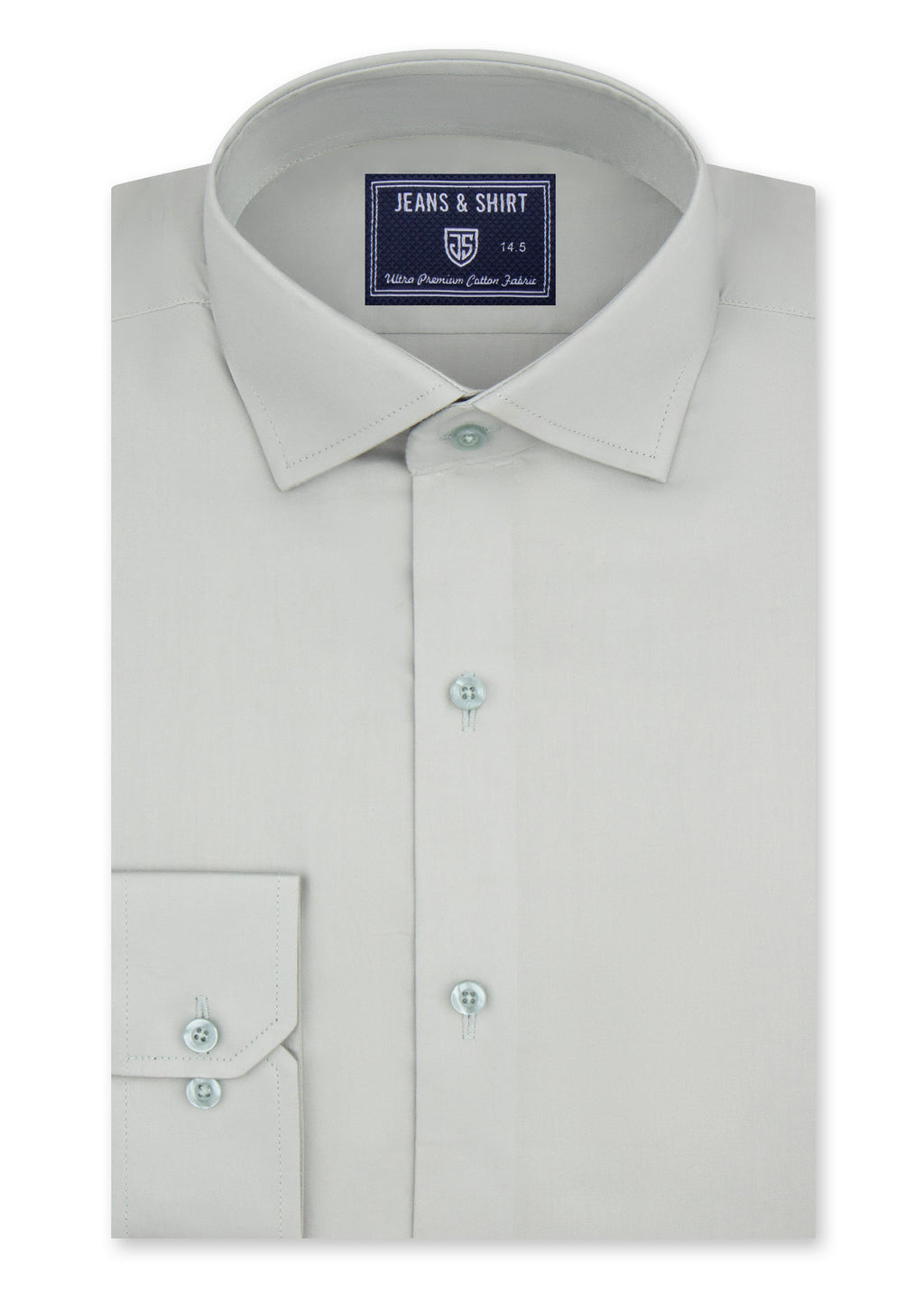 Silver Ash Grey Cotton Satin Formal Shirt