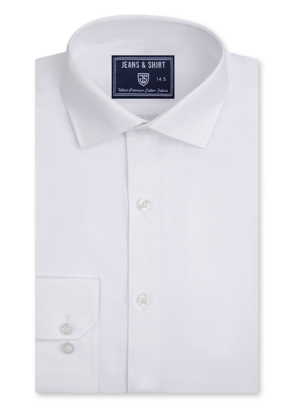 Classic White Textured Cotton Formal Shirt