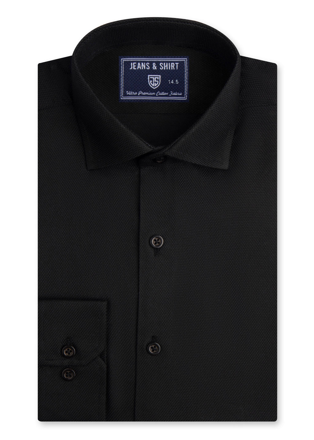 Jet Black Textured Weave Formal Shirt