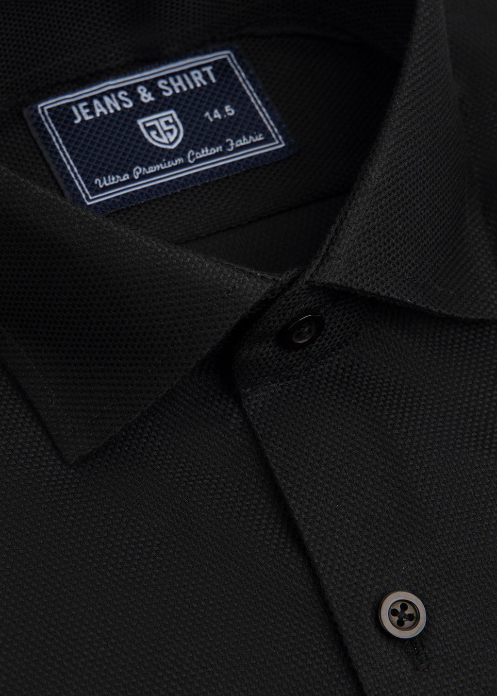 Jet Black Textured Weave Formal Shirt