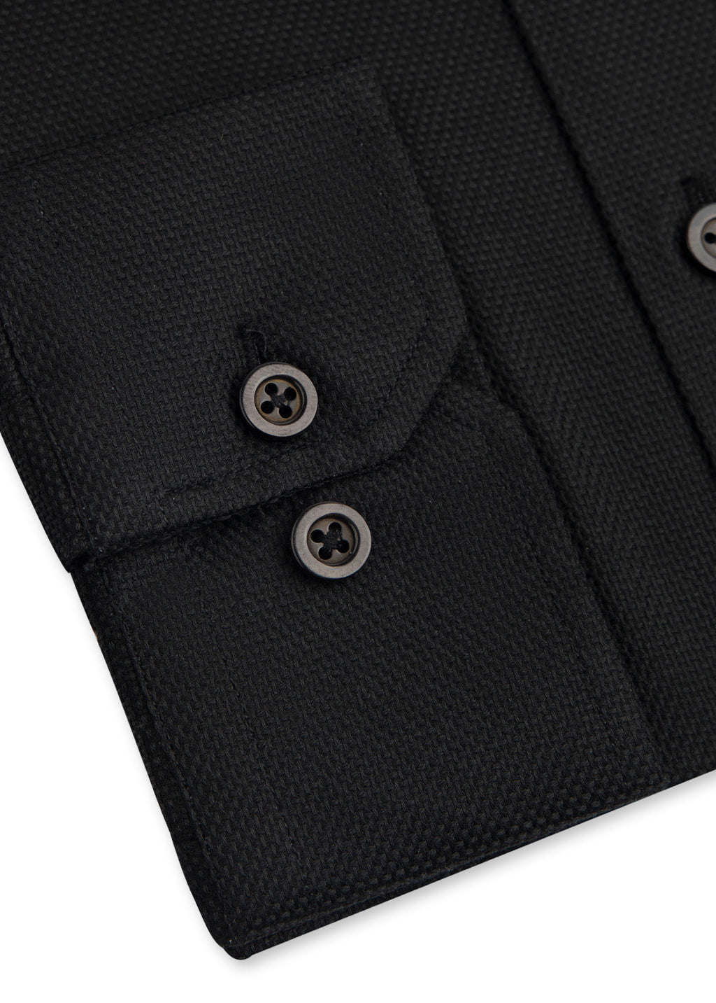Jet Black Textured Weave Formal Shirt