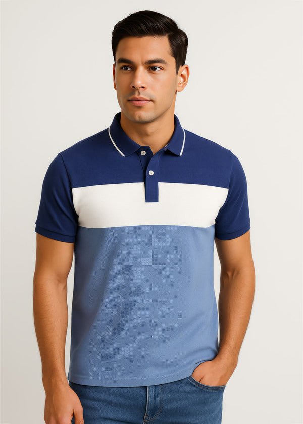 Skycode Color Block Popcorn Polo Shirt