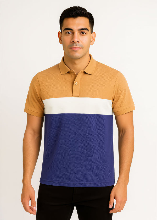 Sand Sky Color Block Popcorn Polo Shirt