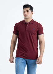 Burgundy Jersey Lycra Polo Shirt