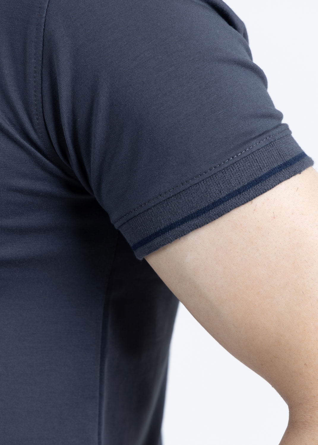 Grey Jersey Lycra Polo Shirt