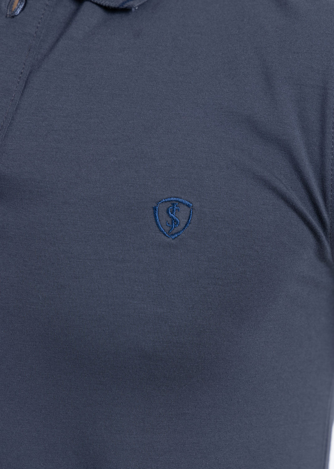 Grey Jersey Lycra Polo Shirt