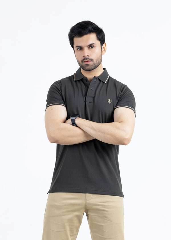 Juniper Green Jersey Lycra Polo Shirt