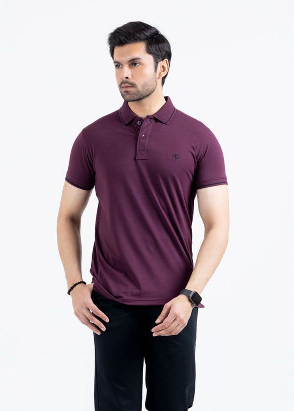 Purple Jersey Lycra Polo Shirt