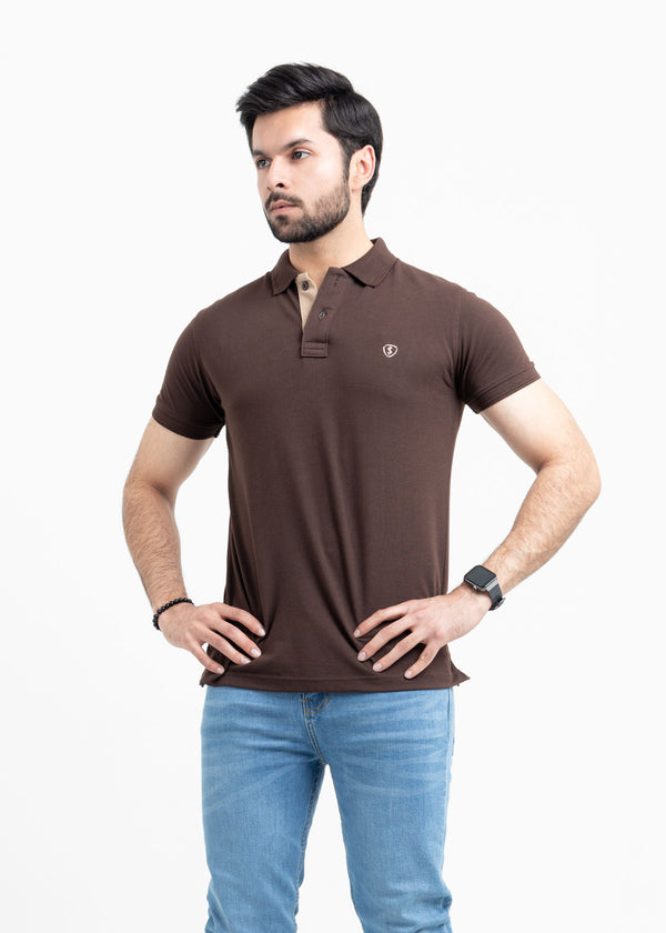 Chocolate Brown Pique Polo Shirt