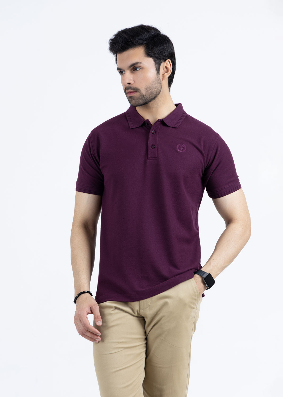 Royal plum pique polo shirt