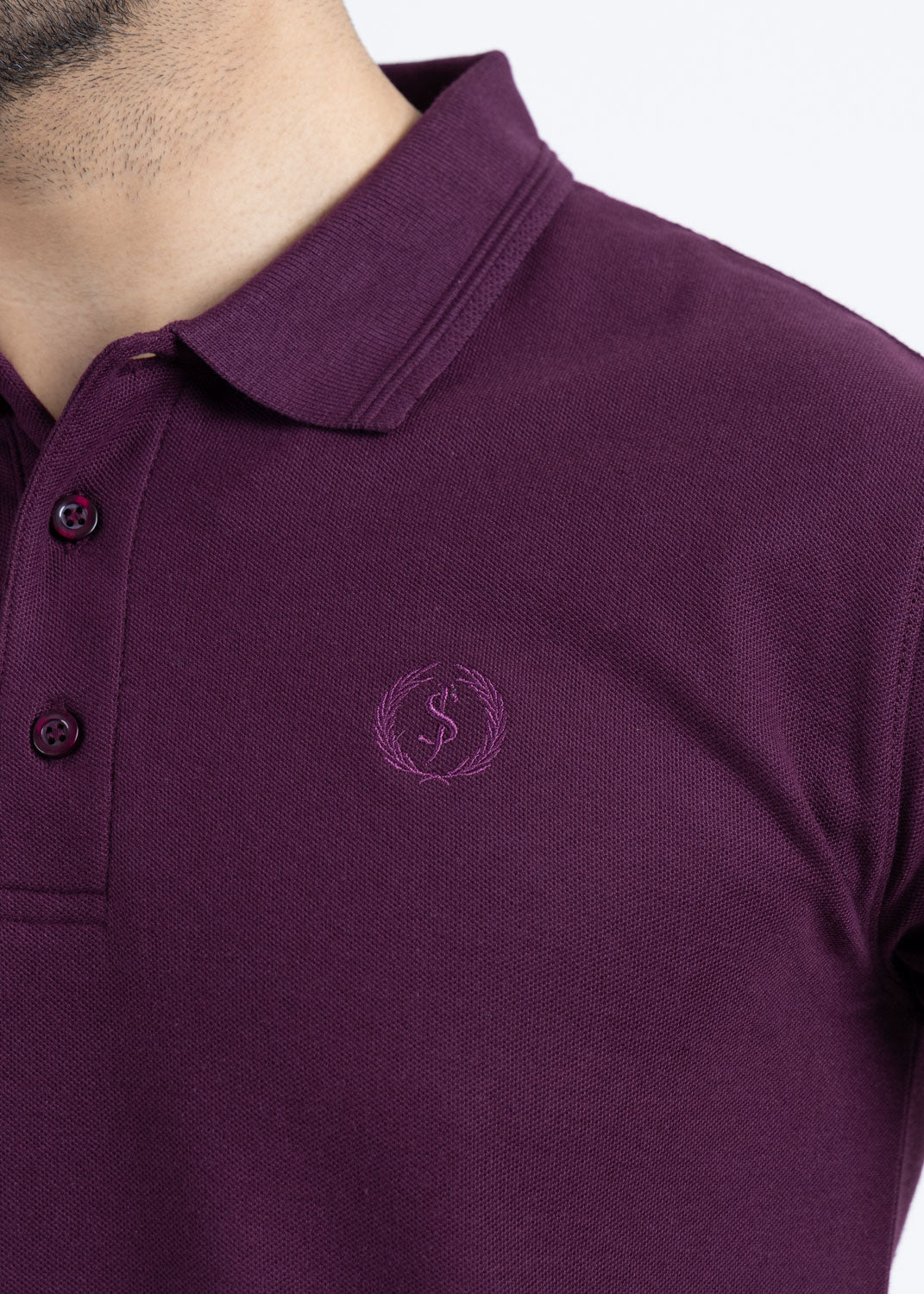 Royal plum pique polo shirt