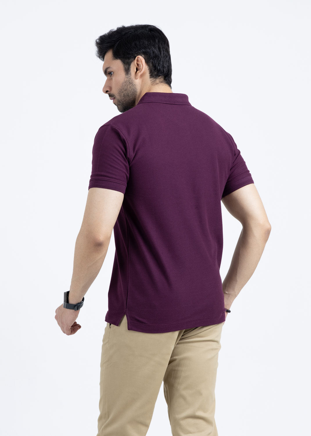 Royal plum pique polo shirt