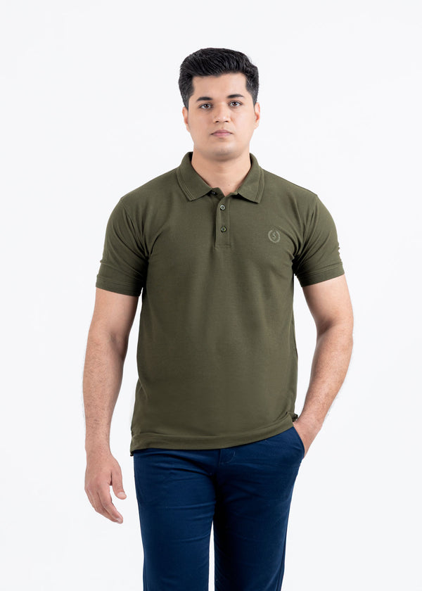 Olive Green Pique Polo Shirt