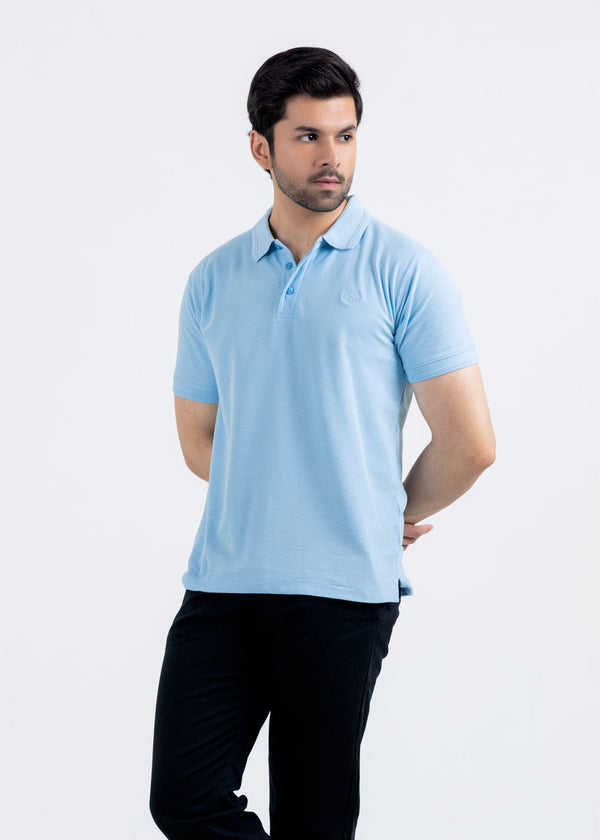 Sky Blue Pique Polo Shirt