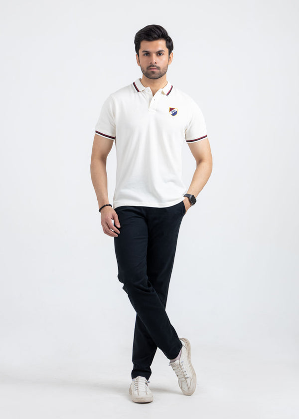 Pearl White Pique Polo Shirt