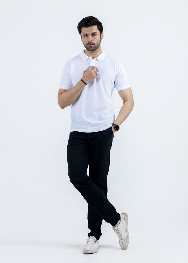 True White Pique Polo Shirt