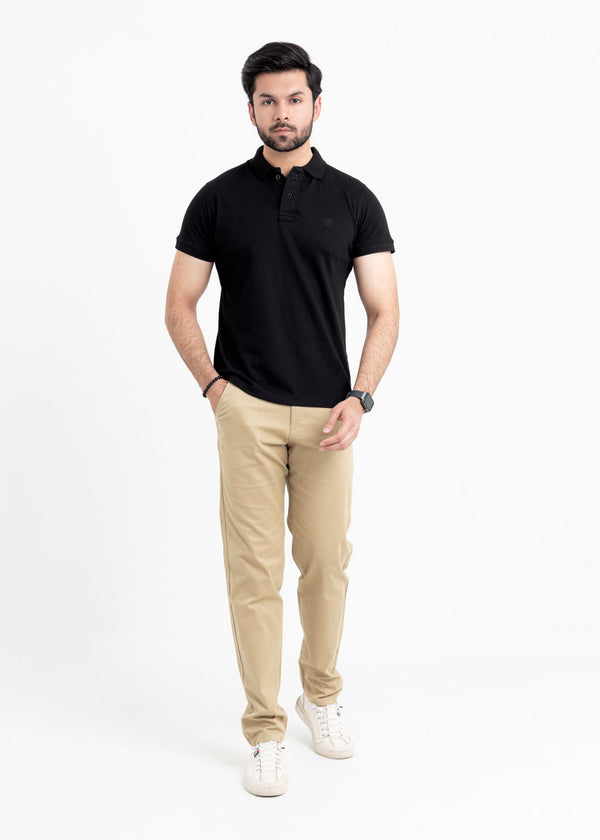 Jet Black Popcorn Polo Shirt