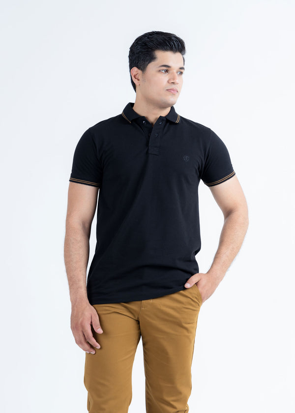 Raven Black Pique Polo Shirt