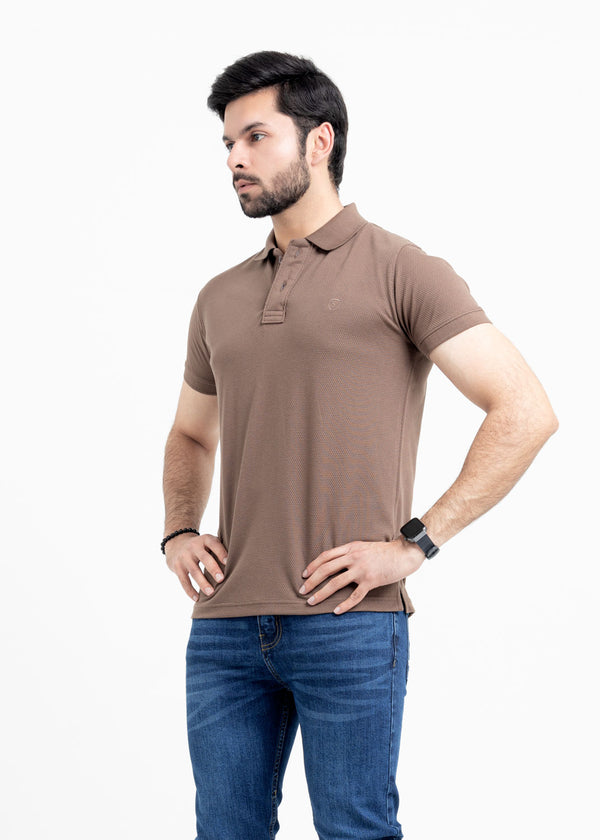 Mocha Brown Popcorn Polo Shirt