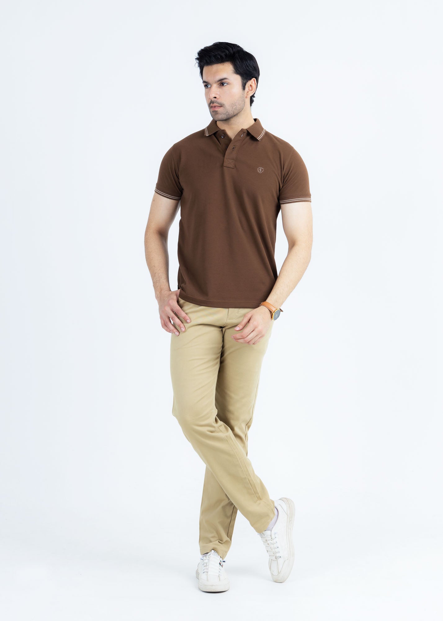 Classic Brown Pique Polo Shirt