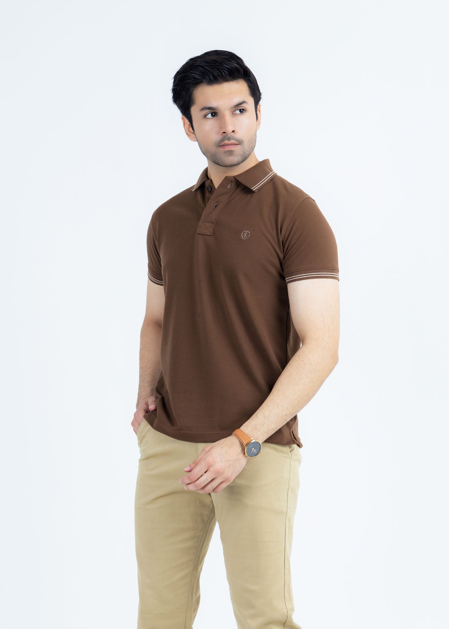 Classic Brown Pique Polo Shirt