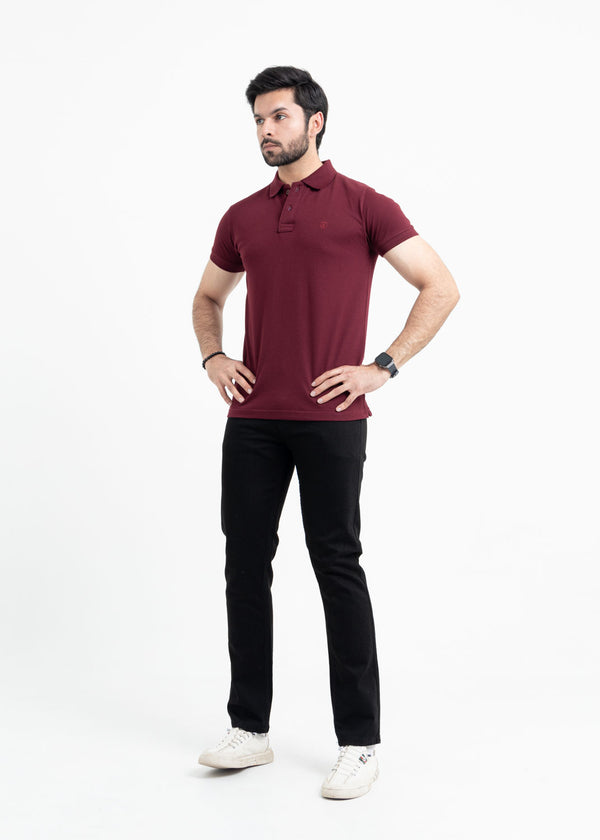 Maroon Popcorn Polo Shirt
