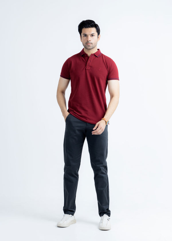 Crimson Red Pique Polo Shirt