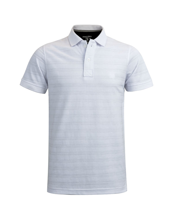 White Striper Pique Polo Shirt