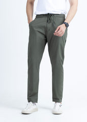 Casual Olive Cotton Trousers