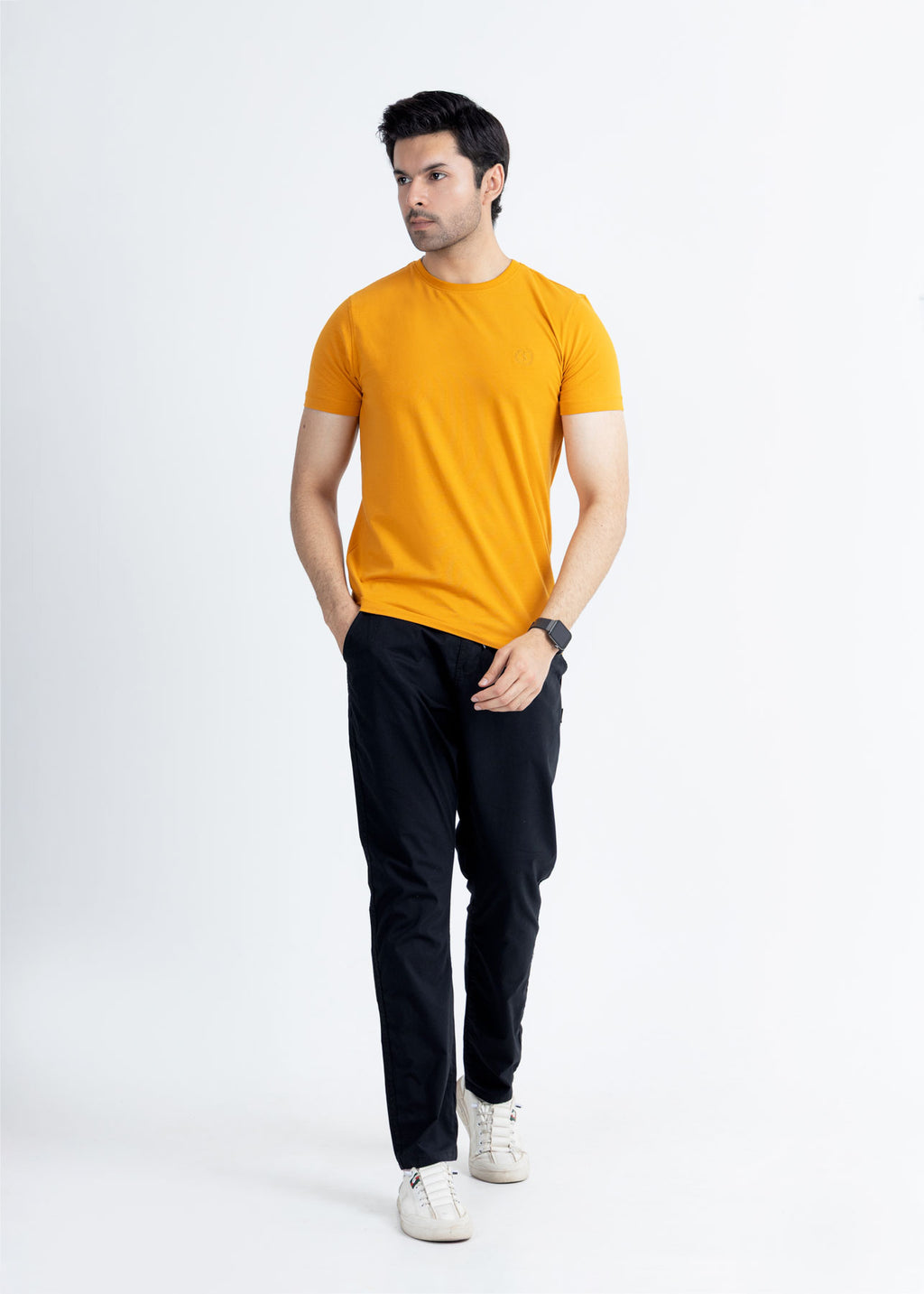 Basic Mustard Lycra Jersey T-Shirt