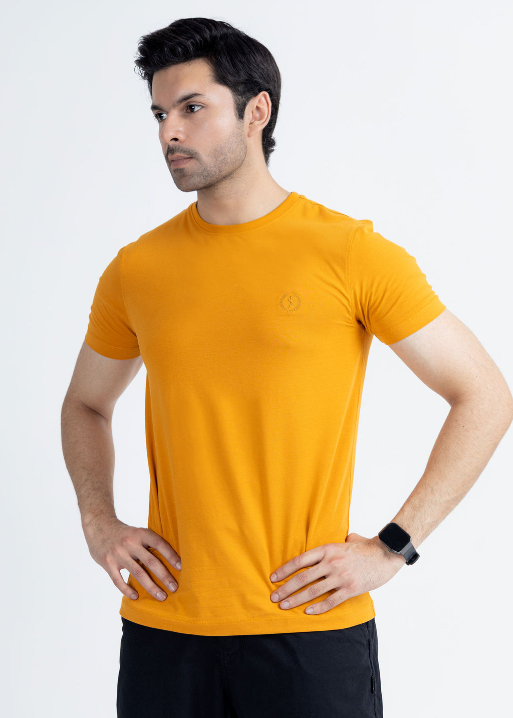 Basic Mustard Lycra Jersey T-Shirt