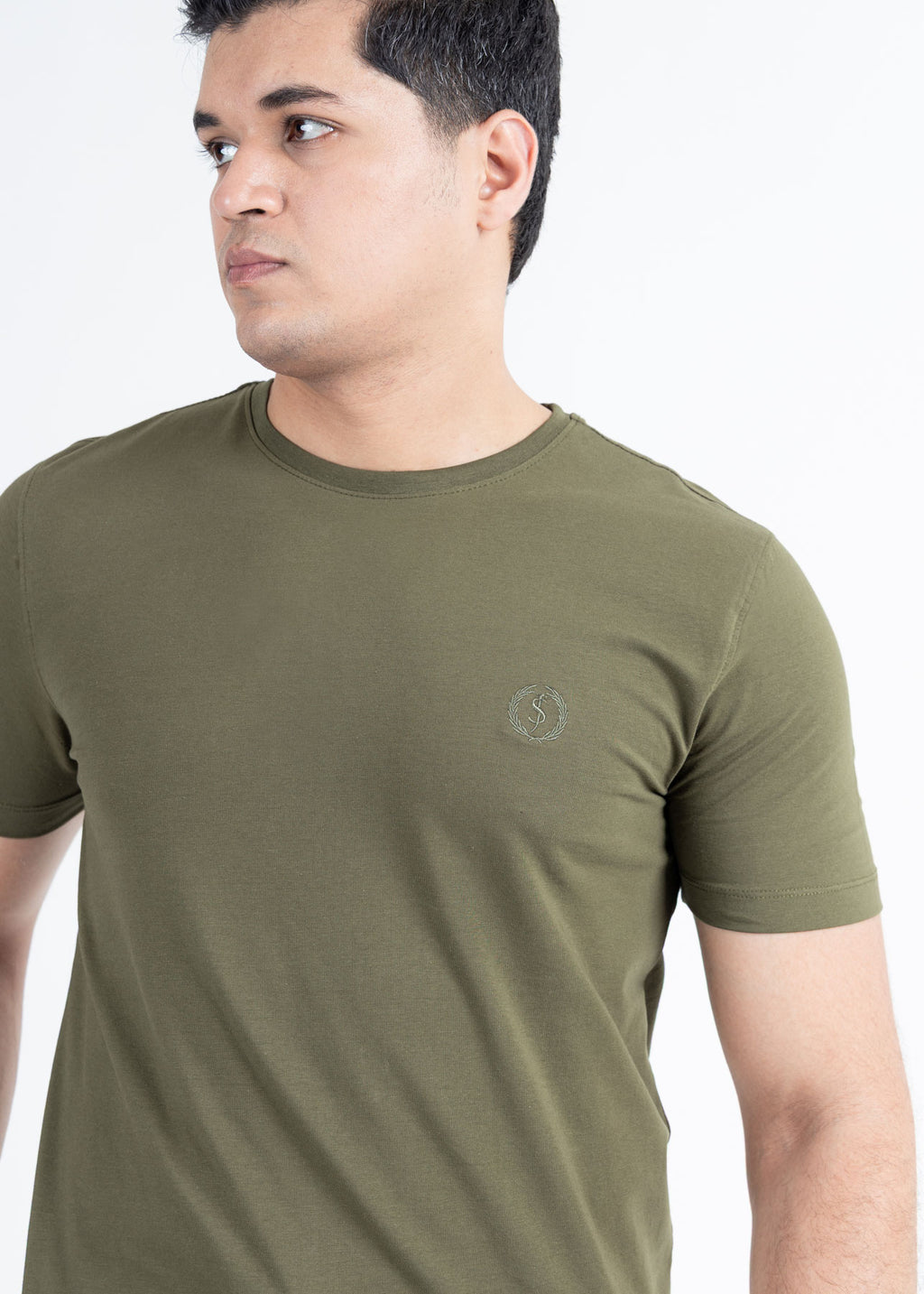Basic Olive Lycra Jersey T-Shirt