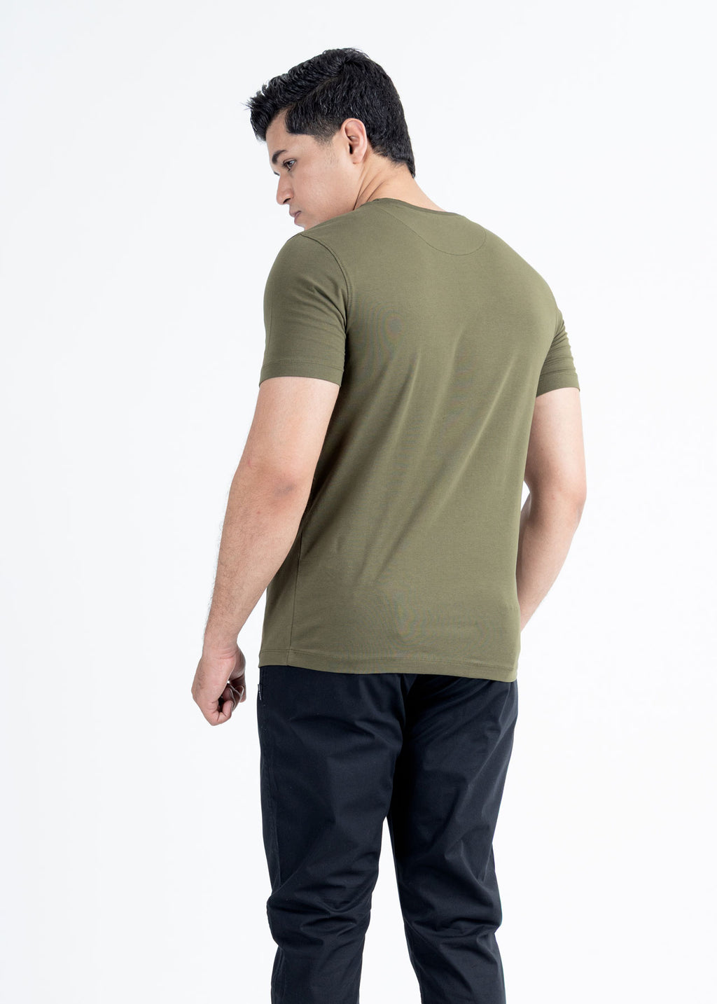 Basic Olive Lycra Jersey T-Shirt