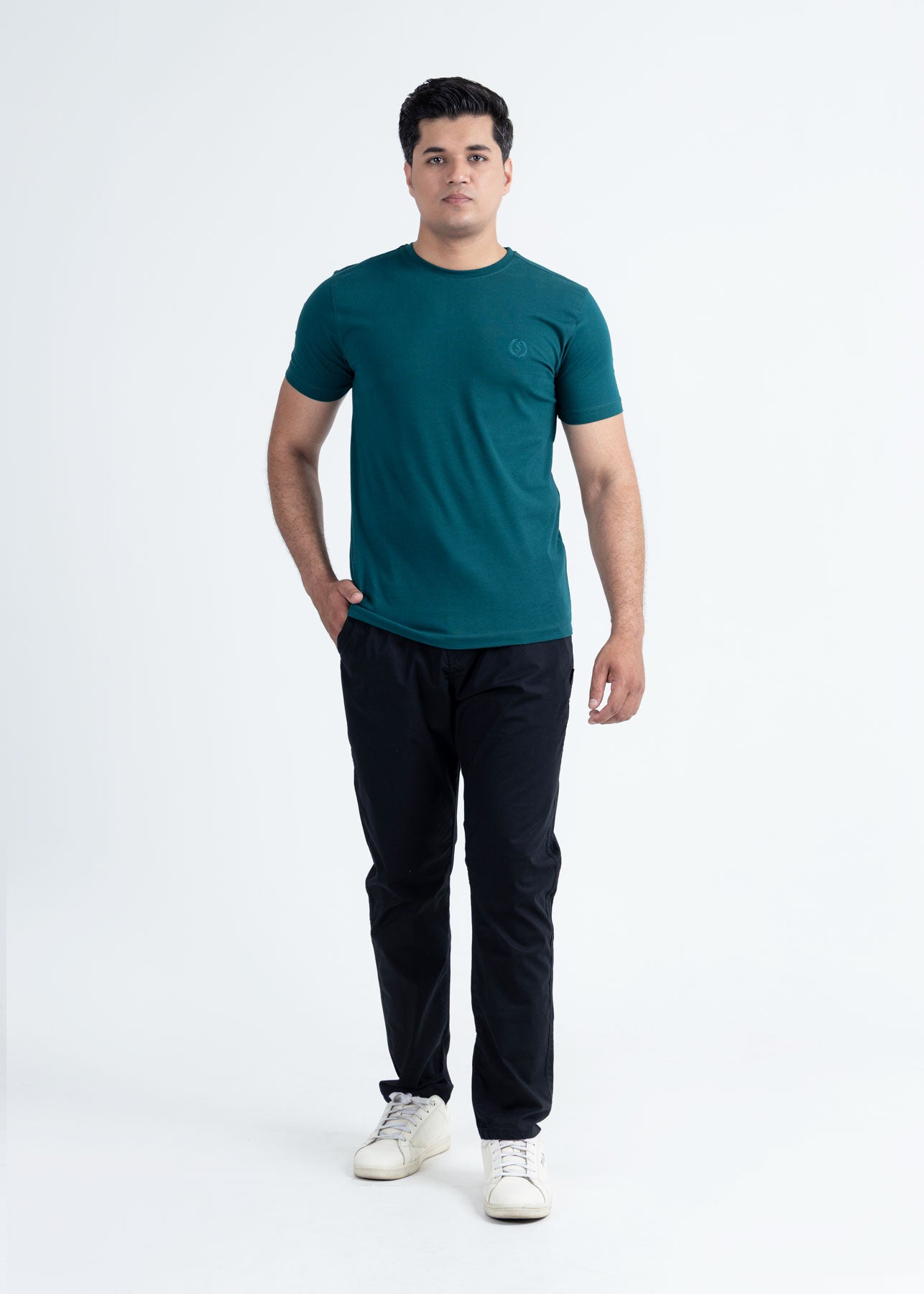 Basic Sea Green Lycra Jersey T-Shirt