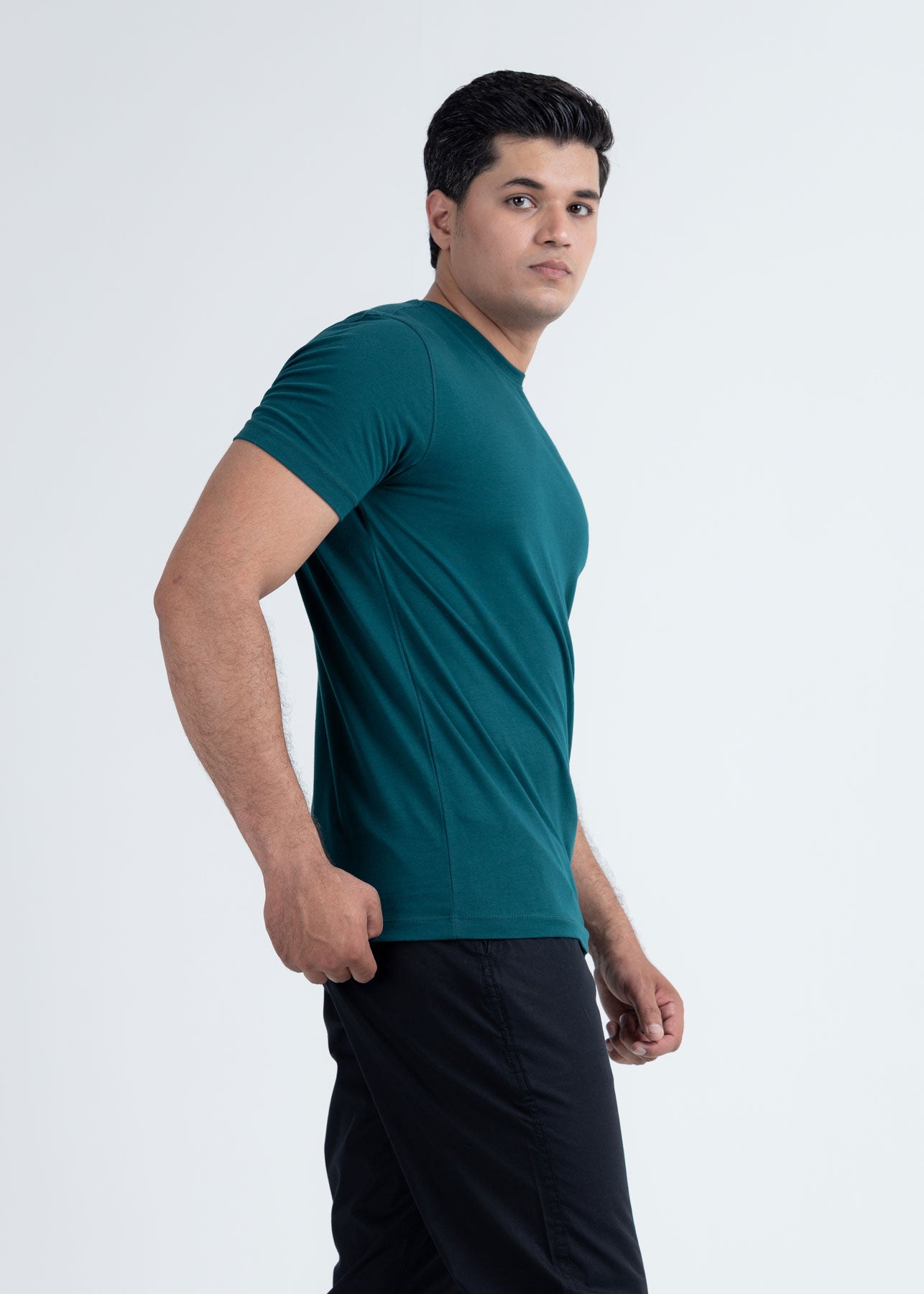 Basic Sea Green Lycra Jersey T-Shirt