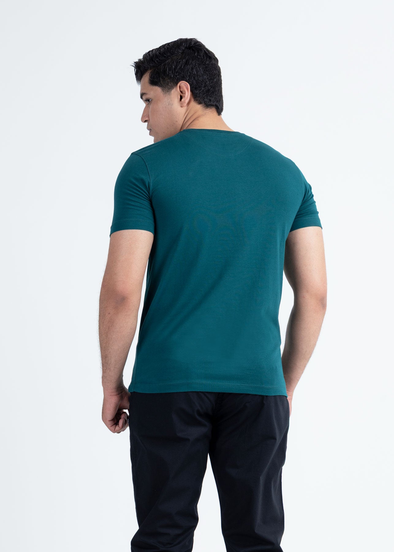 Basic Sea Green Lycra Jersey T-Shirt