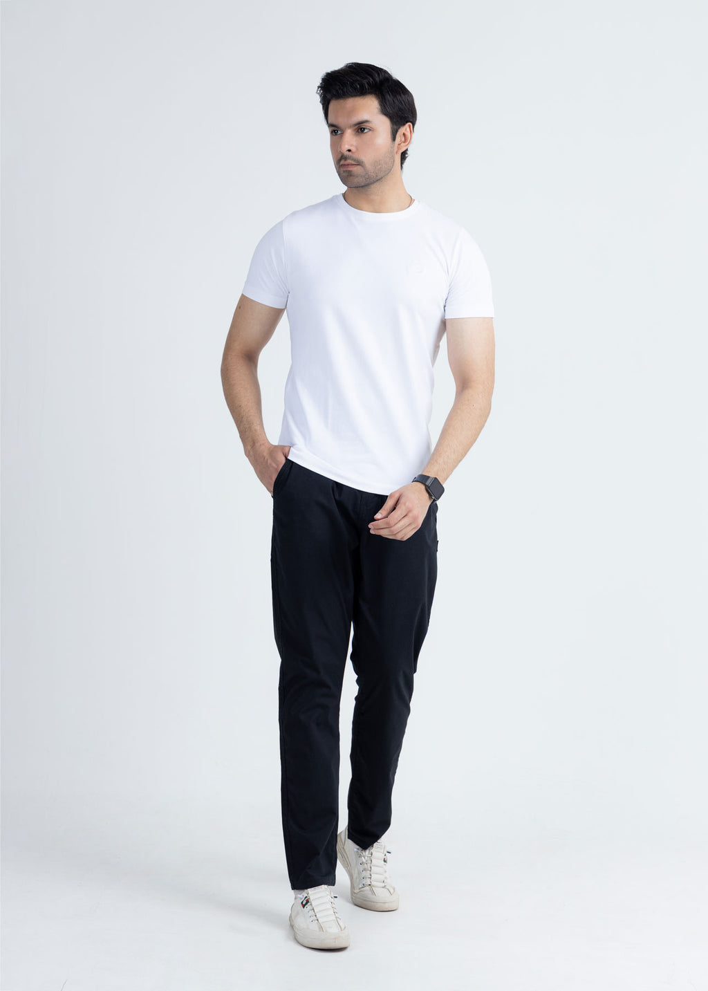 Basic White Lycra Jersey T-Shirt
