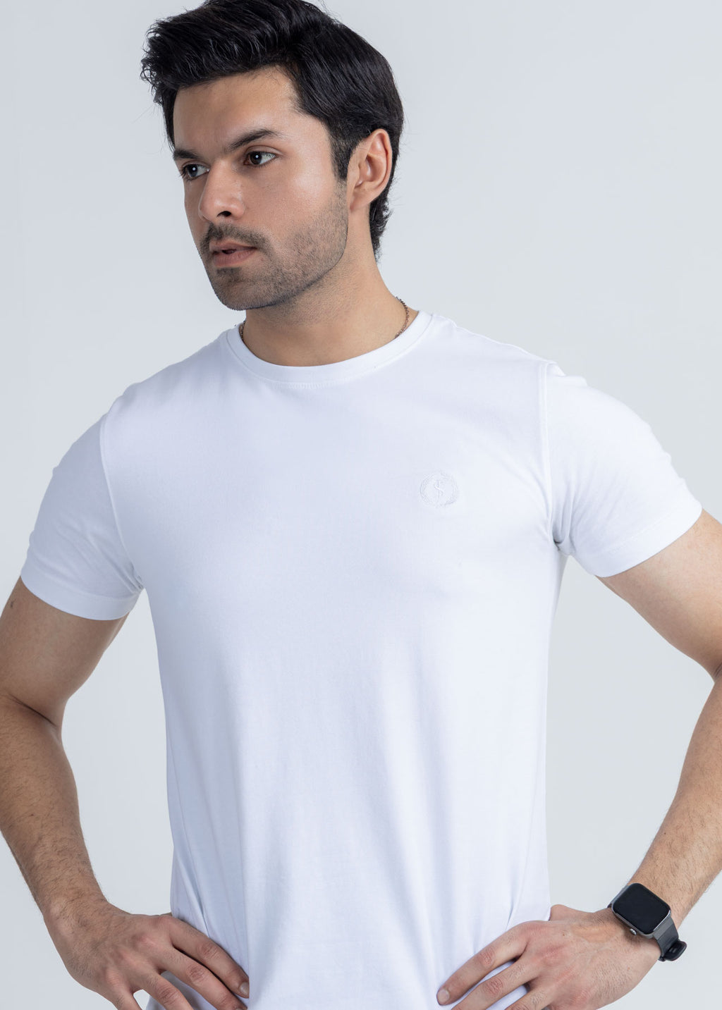Basic White Lycra Jersey T-Shirt