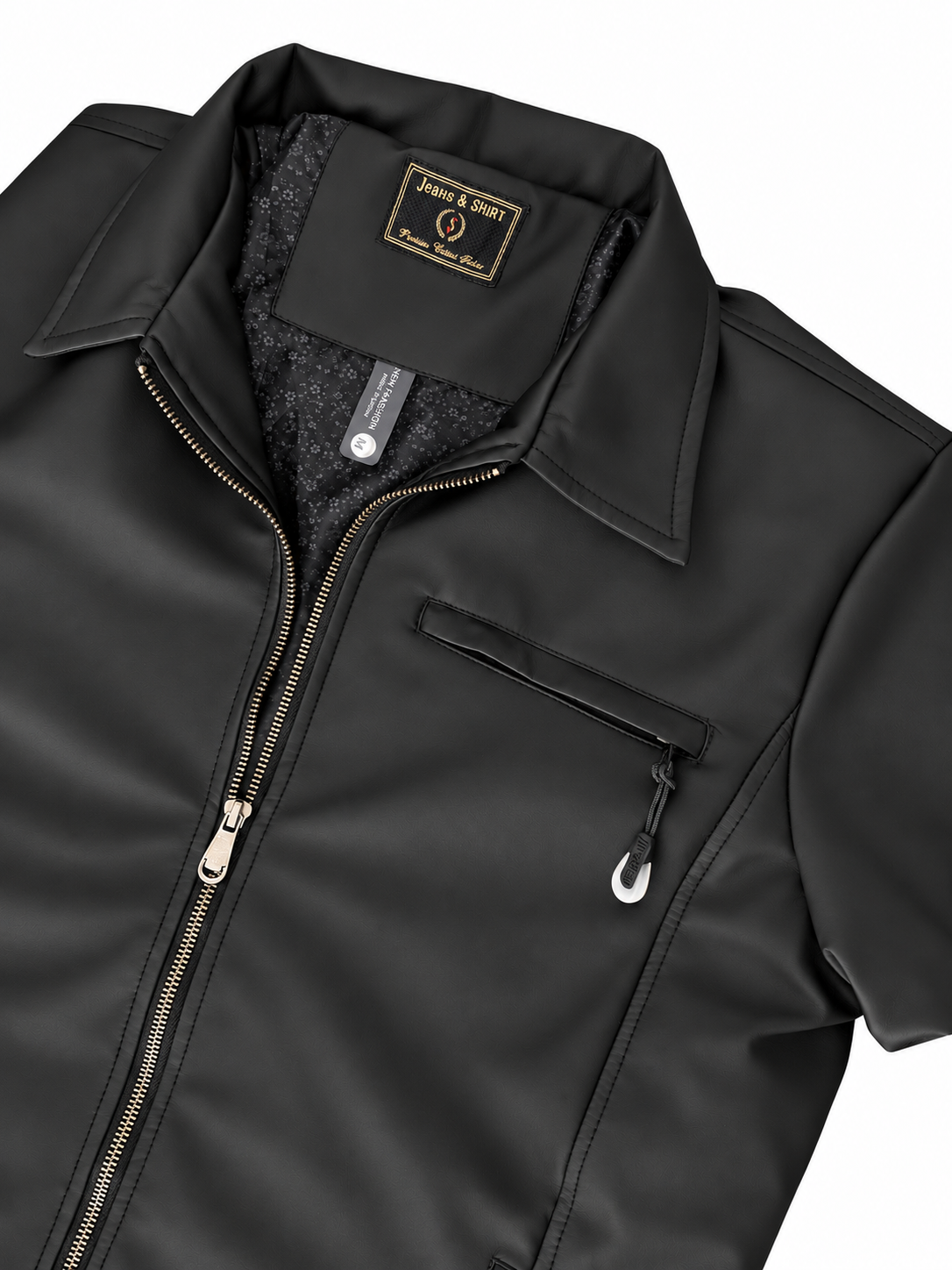 Black Quilted Faux Leather Jacket