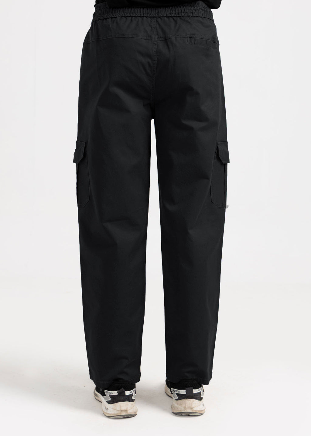 Relaxed Fit Cotton Cargo Trousers – Essential Black