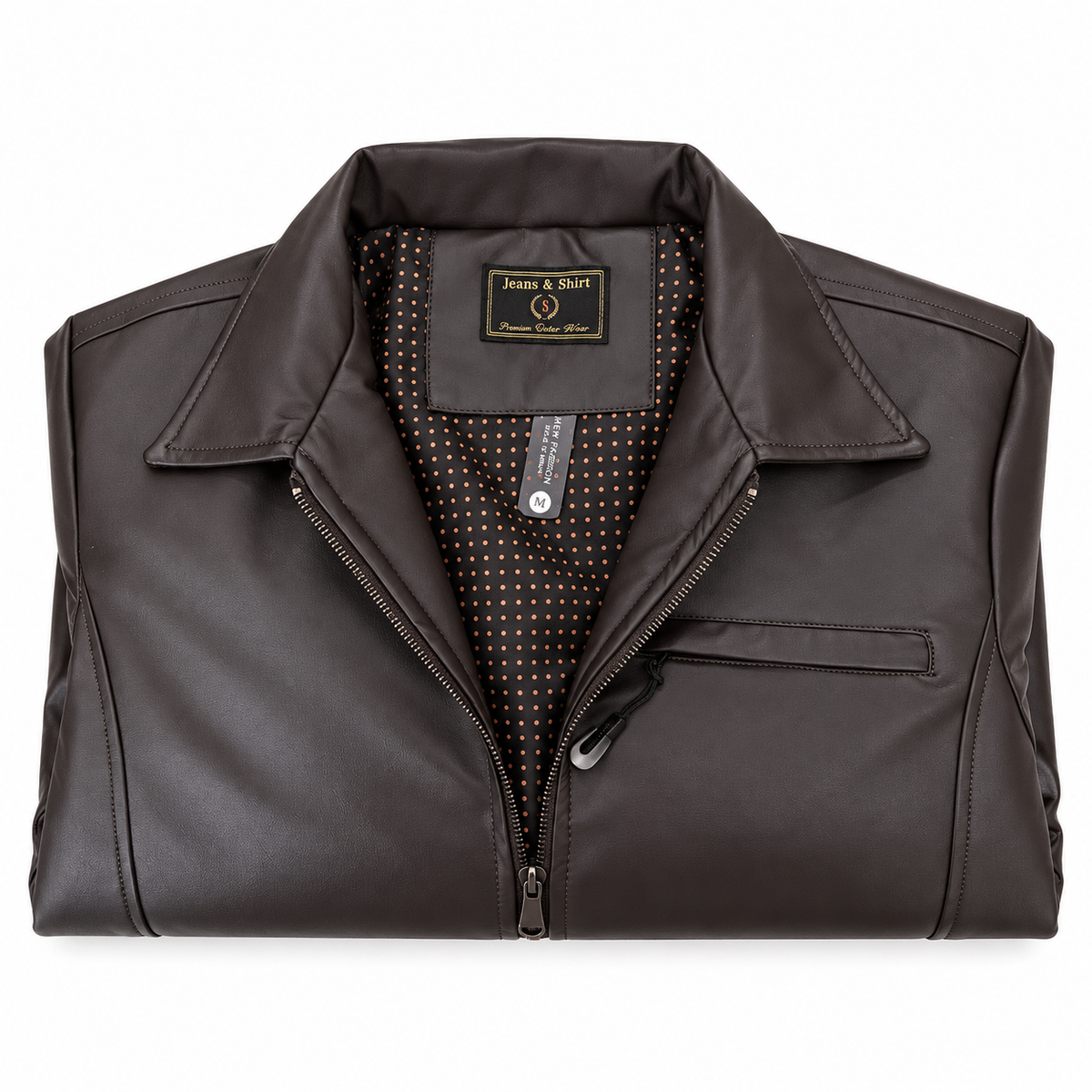 Brown Quilted Faux Leather Jacket