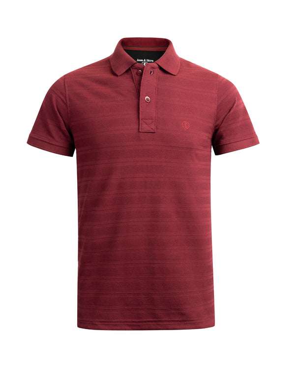 Crimson Striper Pique Polo Shirt