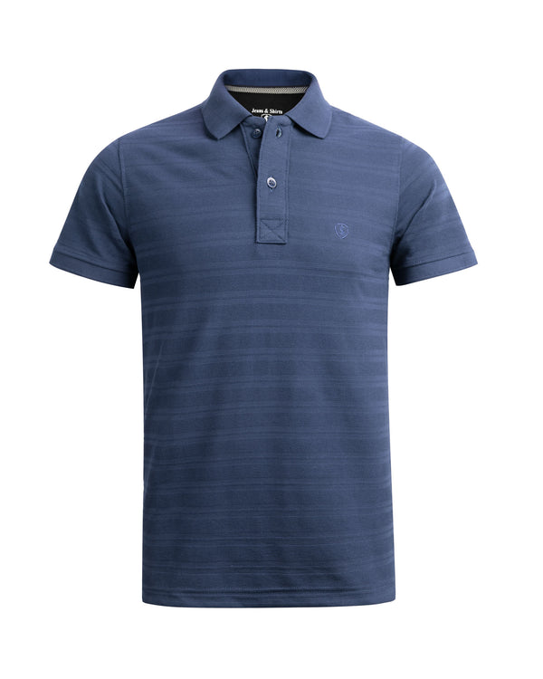 Navy BlueStriper Pique Polo Shirt
